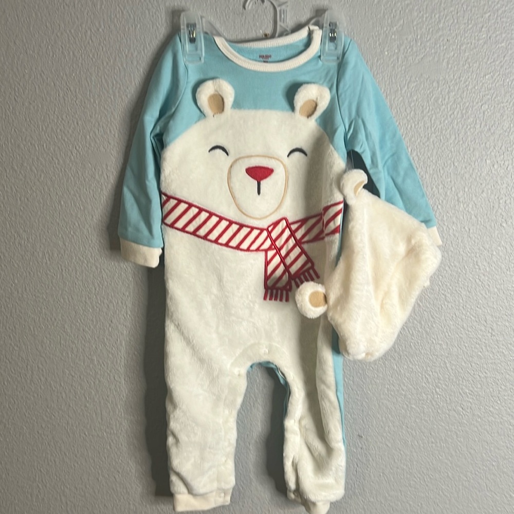 Holiday Bear Set: Onesie with Matching Hat - NWT